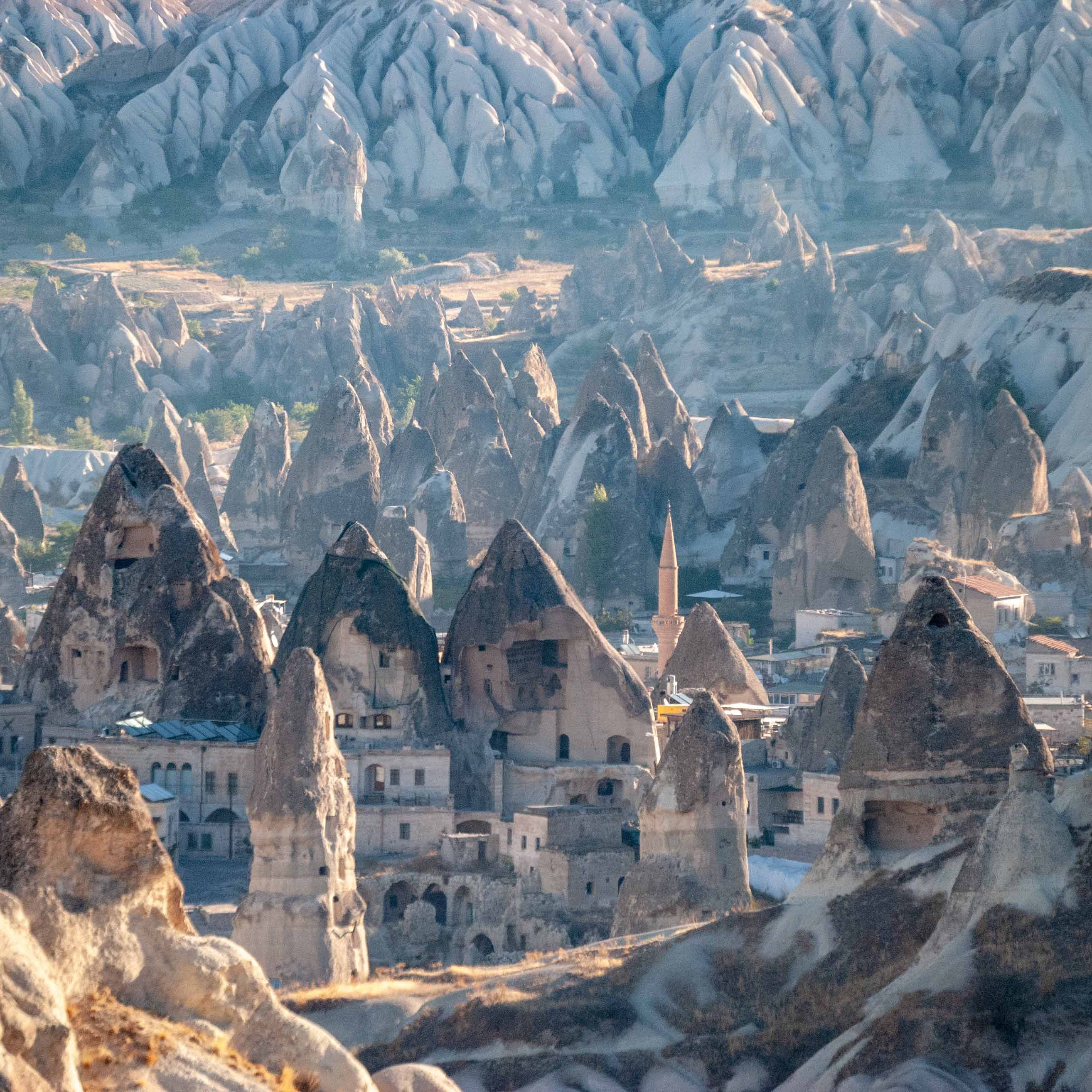 rock formations of Göreme Town in the morning